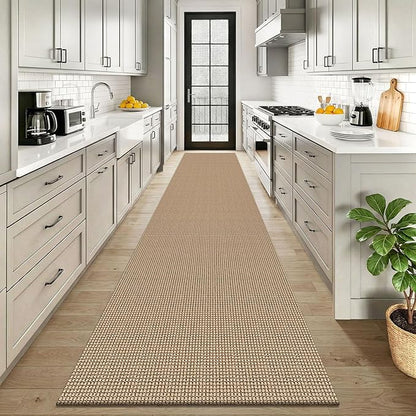 KOZYFLY Boho 2.5'x12' Runners Rugs for Hallway, Long Washable Runner Rug, Woven Non Slip Kitchen Runner, Braided Entryway Rug, Floor Carpet for Entry, Aisle, Hall, Orange Beige/Tan/Brown