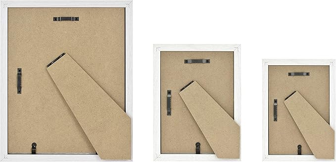 MCS Gallery Essential Picture Frame Set 4x6, 5x7 & 8x10 White Woodgrain, Gallery Wall Vertical & Horizontal Hanging Frames for Photos & Art Prints (7-Pack)