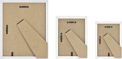MCS Gallery Essential Picture Frame Set 4x6, 5x7 & 8x10 White Woodgrain, Gallery Wall Vertical & Horizontal Hanging Frames for Photos & Art Prints (7-Pack)