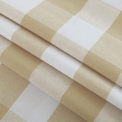 3 Pc Cotton Classic Country Farmhouse Kitchen Window Curtain Grommet Top -Beige & White Buffalo Check Tier & Valance Set, 54" x 18" / 32" x 36"