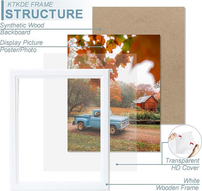 KTKDE Studio Gallery 18x24 Select Poster Frame Set of 5, White Wooden frame Display Posters, Posters & Art Prints for Artwork Wall Vertical or Horizontal Display best gift