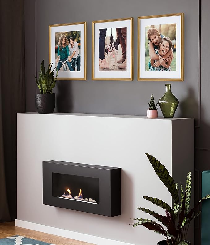 Kate and Laurel Adlynn Wall Picture Frame Set, 14" x 18" matted to 11" x 14", Gold, Set of 3