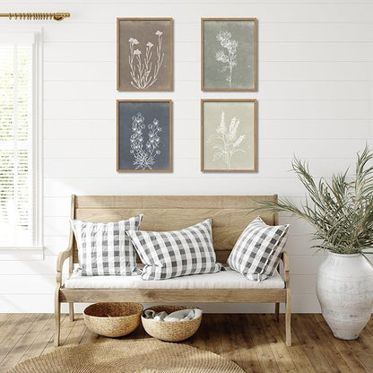 Heiple Framed Boho Wall Art Set of 4 Wooden Wall Art for Rustic Vintage Farmhouse Home Living Room Bedroom Bathroom Kitchen Wall Decor (Brown, 11"x14")
