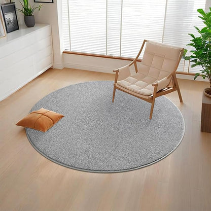 5x5 Feet Round Area Rugs for Living Room Bedroom, Ultra Soft Grey Memory Foam Modern Indoor Circle Carpet, Non-Slip Comfy Washable Circular Rug for Boys Girls Nursery Room Home Decor