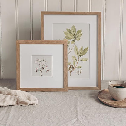8x8 Picture Frames, Solid Oak Wood 8x8 photo Frame with Mat to 4x4(Openning Size is 3.5x3.5), Natural Oak 8x8 Picture Frames for Wall and Tabletop Display, Set of 3