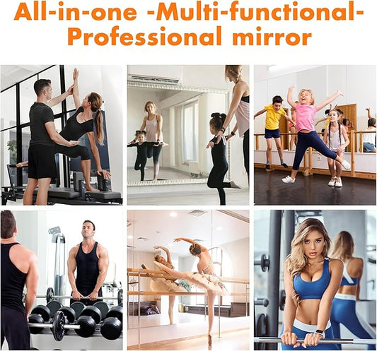 Hasipu Home Gym Mirror 48" L x 24" W - 2PCS Large Full Body Mirror for Yoga, Fitness, Garage, Dance Studio, Wall-Mounted, 0.16in Tempered Glass Frameless