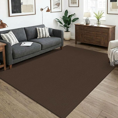KOZYFLY Washable 5x7 Living Room Rug, Non Slip Woven Area Rugs, Braided Floor Carpet for Entryway, Kitchen, Bedroom, Dining Room, Office, Cotton Rug Indoor Decor, Brown/Dark Brown