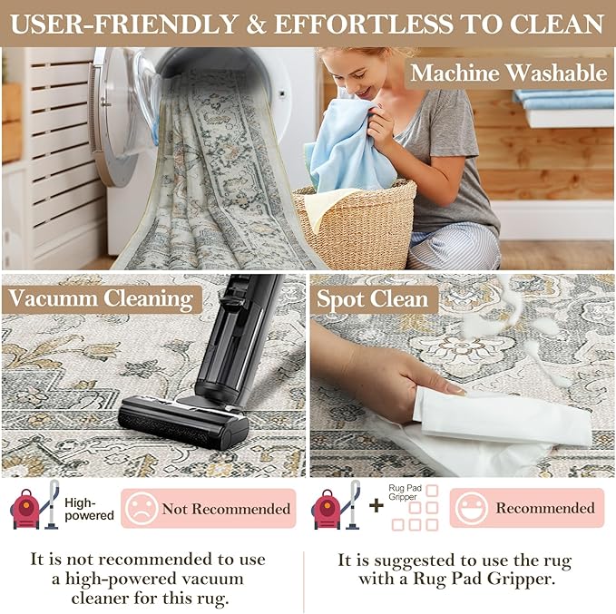 CAPALOCA Machine Washable Rugs Nursery Rug 8x10 Area Rugs Girl Non Slip Low Pile Water Repellent Soft Print Pattern for Bedroom Indoor Decor Kids Playroom Graygreen