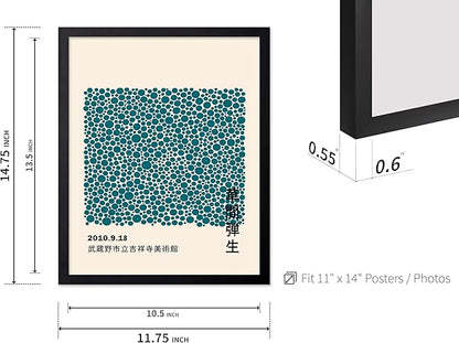 Poster Master Vintage Poster - Retro Pop Art Print - Gift for Artist, Friend - Infinity Dots, Japanese, Polka, Modern, Abstract - Wall Decor for Home, Office, 11x14 Black Framed