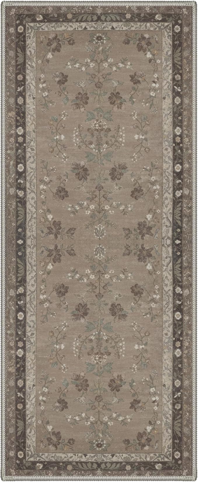 GENIMO Runner Rug 2x5 Non Slip Machine Washable Vintage Hallway Runner Rug, Low Pile Lightweight Rugs for Entryway, Hallway, Kitchen and Corridor, Dusty Brown
