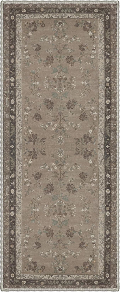 GENIMO Runner Rug 2x5 Non Slip Machine Washable Vintage Hallway Runner Rug, Low Pile Lightweight Rugs for Entryway, Hallway, Kitchen and Corridor, Dusty Brown