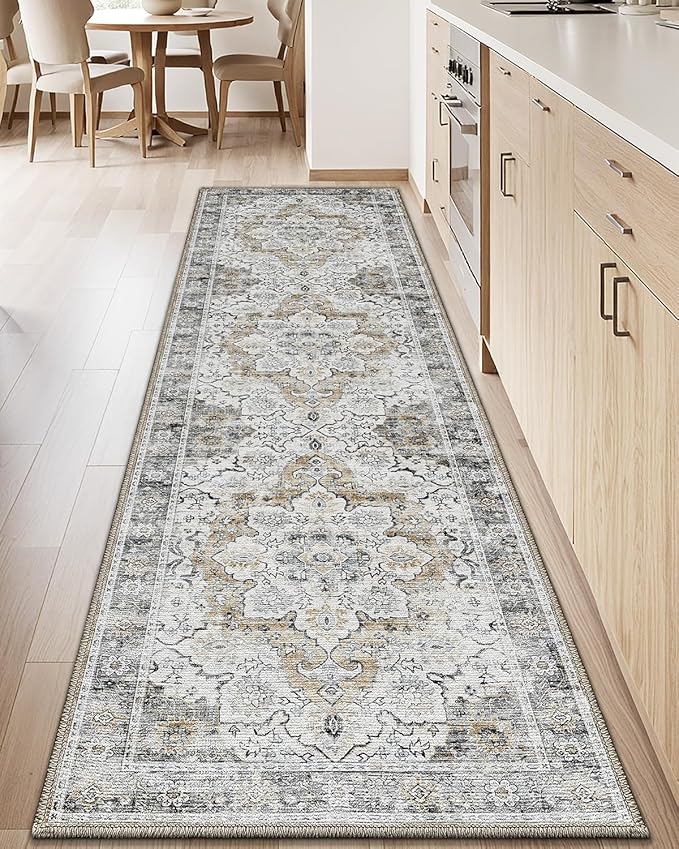 LUMI 2x6 Washable Kitchen Rug for Floor, Non Slip Runner Rugs with Rubber Backing, Low Pile Comfort Area Carpet for Standing, Living Room, Entryway, Laundry, Hallways