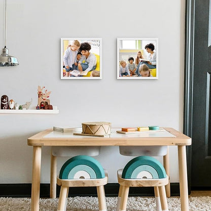 Picrit 10x10 Picture Frame Set of 12, Display 5x5 with Mat or 10x10 without Mat, Photo Frames for Wall Mounting Display, White