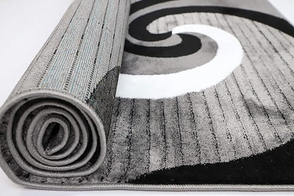 GLORY RUGS Modern Area Rug 5x7 Black Gray Modern Carpet Bedroom Living Room Contemporary Dining Accent Sevilla Collection 4817A (Grey Black)