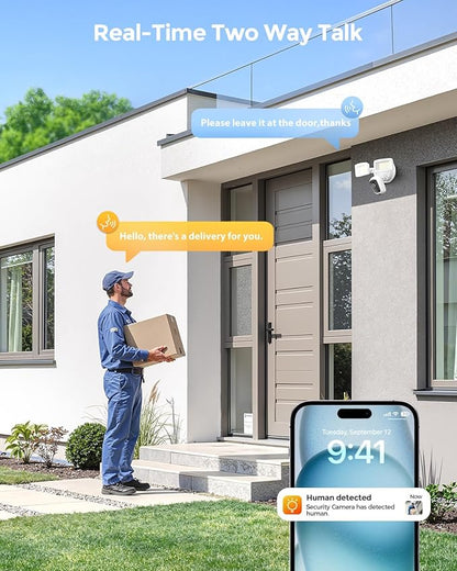 Onforu 2K Hardwired Floodlight Camera, 3500LM Motion Activated Outdoor Security Camera, 5G/2.4G WiFi Color Night Vision | 2-Way Audio | Siren | 24/7 Recording | IP65 Weatherproof | Works with Alexa