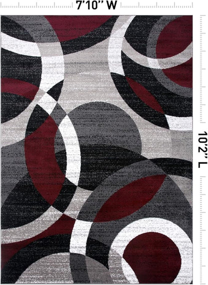 Rugshop Red Modern Geometric Indoor Large Area Rug, Overlapping Circle Pattern, Fade Resistant, Non-Shedding, for Living Room, Dining Room and Family Room, 7'10" x 10'2"