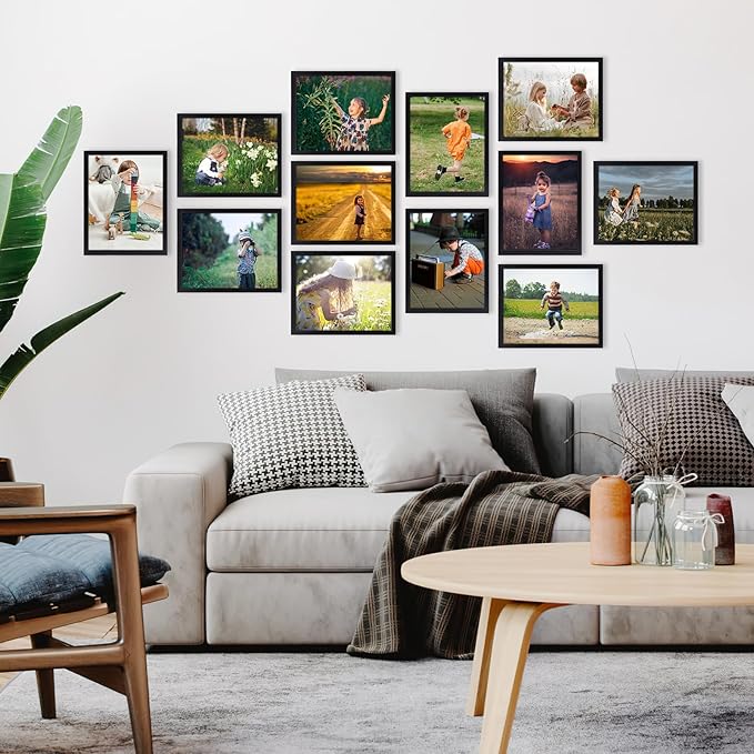 Hoikwo 18 Packs 8x10 Black Multi Plastic Picture Frames Set with Plastic Cover for Family Photos, Artwork, Light Weight Bulk 8 by 10 Frames Pack for Wall Hanging and Table, Stylish Picture Frames