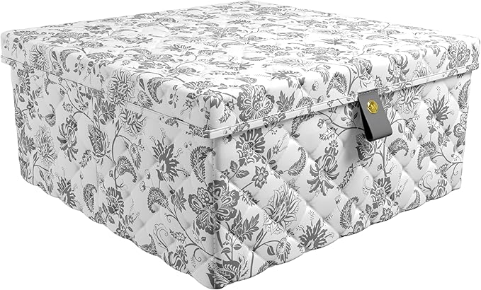Martha Stewart Shallow Collapsible Storage Photo Organization Bin Container With Lid, Bedford Floral