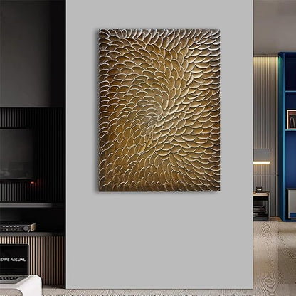 NANKAI Art Dark Gold Thick Texture Abstract Oil Painting Hand-Painted 3D Wall Art 40x28 inch Canvas Wall Art Deco Painting