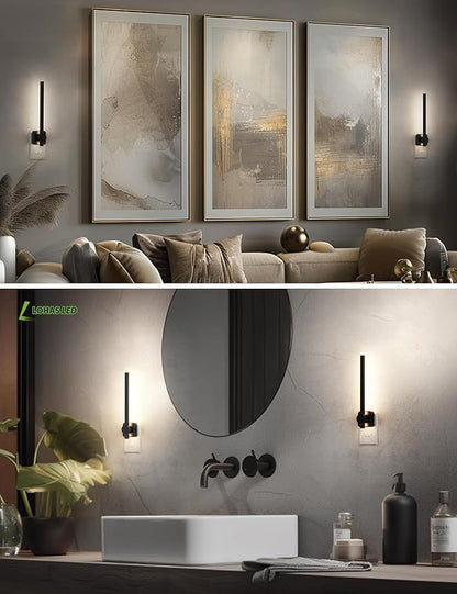 L LOHAS LED Night Light, 2 Pack Dimmable Night Lights Plug into Wall 0-200LM, Dusk to Dawn Sensor, 2W Bathroom Night Lights, Daylight 5000K, Modern Black Plug in Nightlight for Mirror Restroom