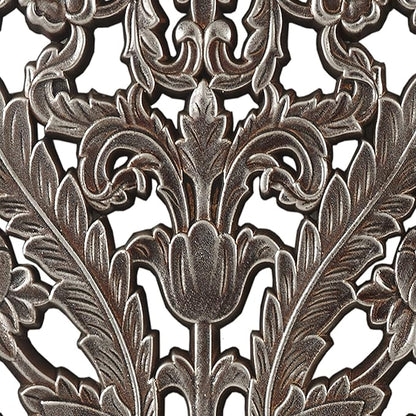 Madison Park Wall Art Living Room Décor - Floral Antiqued Wooden Carving Wall Decor Panel, Silver Embellished, Ready to Hang Wall Decor for Bedroom, 15.75"W x 31.5"L x 0.59"D, Bronze, 2 Piece