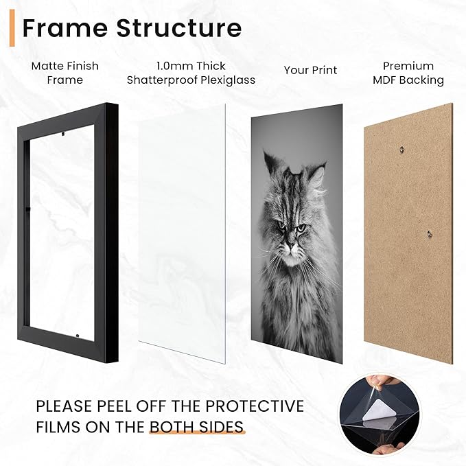 Venusmiles 15 Pack Picture Frames Collage Wall Decor, Gallery Frame Set for Wall Mounting or Tabletop Display, Multi Sizes Including 3pcs 8x10, 6pcs 5x7, 6pcs 4x6, Black+Oak+Walnut