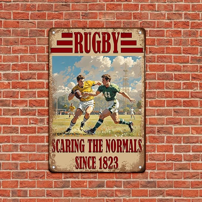 Football Metal Signs Funny Scaring The Normals Tin Sign Football Wall Decoration For School Club Man Cave Home Living Room Bar Pub 8x12 Inch