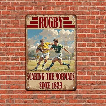 Football Metal Signs Funny Scaring The Normals Tin Sign Football Wall Decoration For School Club Man Cave Home Living Room Bar Pub 8x12 Inch