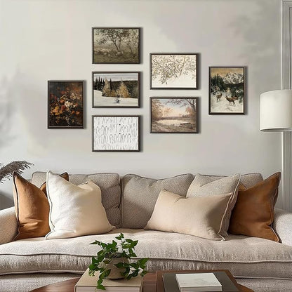 uniro Neutral Vintage Wall Art, Farmhouse Wall Decor Tree Sketch Wall Painting Canvas Prints Country Botanical Oil Painting, Neutral Botanical Wall Decor, Vintage Art Pictures for Bedroom Bathroom Kitchen Decor( 8" x 10"-UNFRAMED)