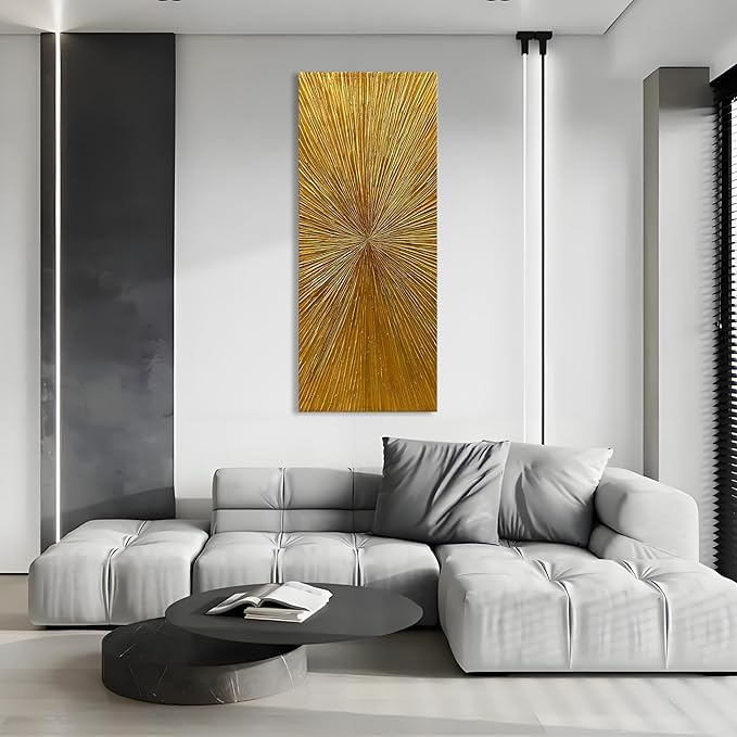 NANKAI Art Hand Painted Gold Texture Abstract Art Oil Painting Modern Style Art Living Room Office Corridor Wall Decoration Oil Painting 24x60 inch Large Canvas Painting