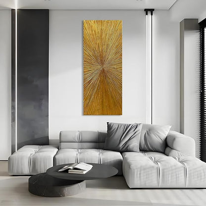 NANKAI Art Hand Painted Gold Texture Abstract Art Oil Painting Modern Style Art Living Room Office Corridor Wall Decoration Oil Painting 24x60 inch Large Canvas Painting