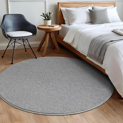 5x5 Feet Round Area Rugs for Living Room Bedroom, Ultra Soft Grey Memory Foam Modern Indoor Circle Carpet, Non-Slip Comfy Washable Circular Rug for Boys Girls Nursery Room Home Decor