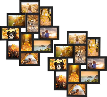 QUTREY 2 Pack 10 Opening 4x6 Collage Picture Frames Set for Wall Decor, Multiple Picture Frames Displays 4 by 6 Inch Photos，Black 4x6 Frames for Family Office Christimas Mother's Day