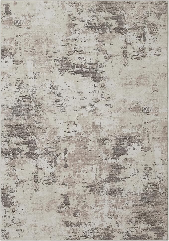 ROYHOME Modern Abstract Area Rug 9x12 Non Slip Non Shedding Rug Low Pile Stain Resistant for Bedroom Living Room,Brown Grey