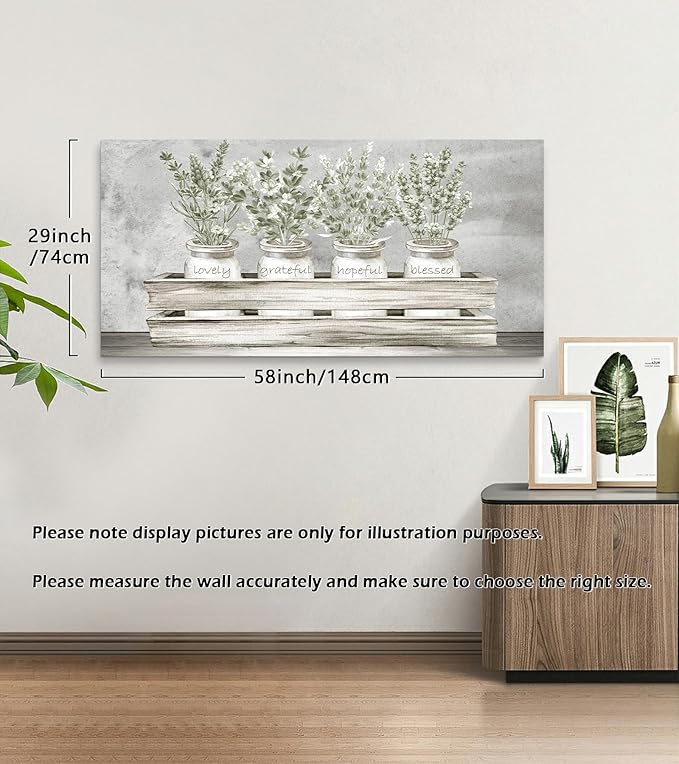 YYYYHPP YP2775 Bouquets Lovely Grateful Hopeful Blessed Sentiment, Gallery Wrapped Canvas,Inspirational Bible Verse Wall Art for Living Room Bedroom and Home Family Wall Decor