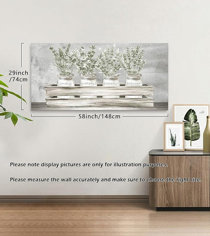 YYYYHPP YP2775 Bouquets Lovely Grateful Hopeful Blessed Sentiment, Gallery Wrapped Canvas,Inspirational Bible Verse Wall Art for Living Room Bedroom and Home Family Wall Decor