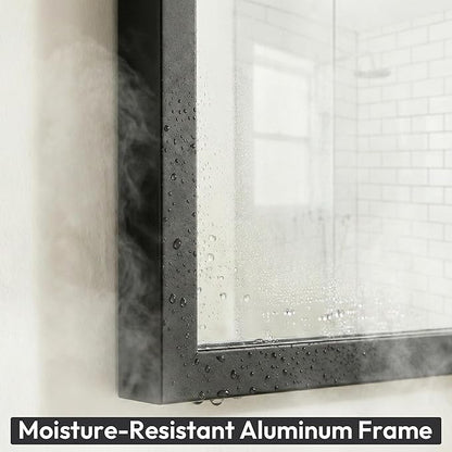 24" x36" Matte Black Wall Mirror for Bathroom, 36" x 24" Metal Framed Vanity Mirror, Modern Minimalist Rectangular Decor for Entryway, Vertical/Horizontal Hang