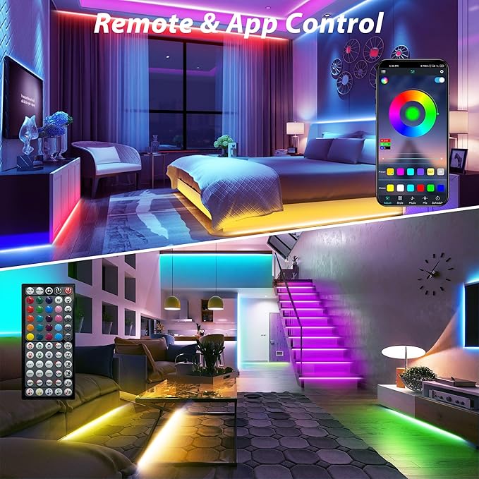 GANZQH 400FT Led Lights for Bedroom, Color Changing RGB Led Strip Lights Indoor, Music Sync Led Light Strip with Remote and App Control, DIY Led lights for Room Home Decor Ambient Lighting (4*100FT)