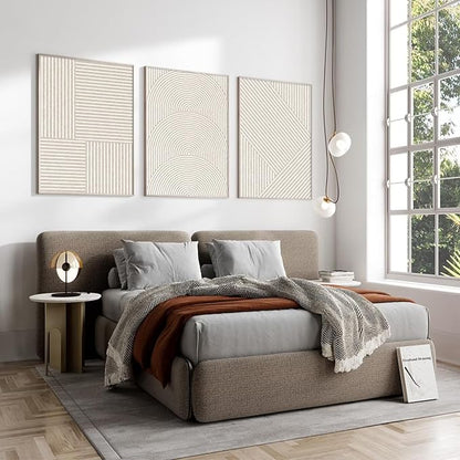 Beige Abstract Wall Art Pictures Set of 3 Boho Modern Canvas Wall Decor Neutral Line Wall Art Minimalist Art Abstract Beige Prints Painting Modern Artwork for Living Room Bedroom 16x24 Inch UNFRAMED