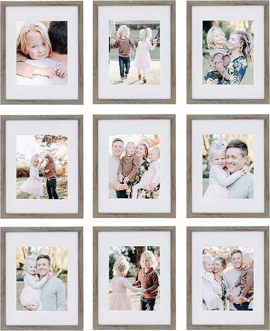 Sheffield Home 9 Piece Gallery Wall Frame Set, 11x14 Inch, Natural