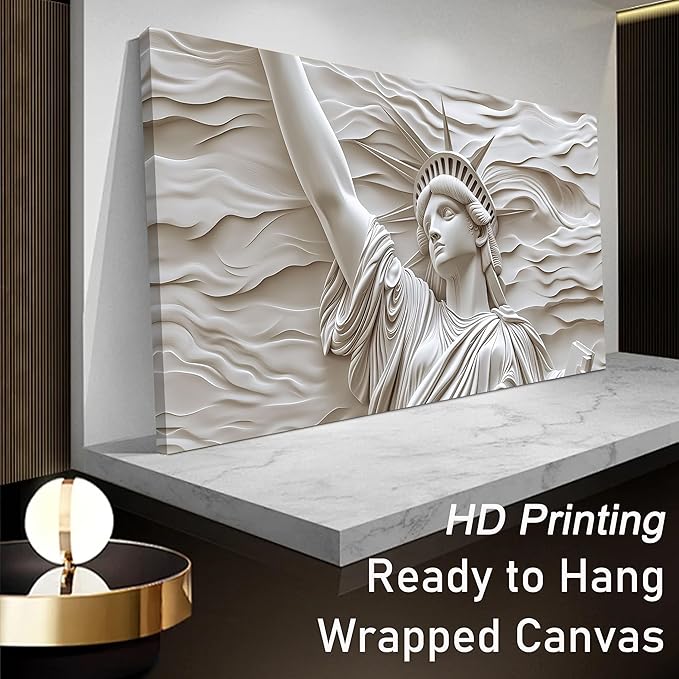 Trogonup Canvas Wall Art for Living Room Large Modern Canvas Prints White Statue of Liberty Picture Artwork for Bedroom Home Office 20"x40"