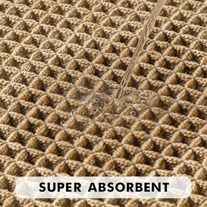MIULEE Set of 2 Waffle Bathroom Runner Rugs, Boho Bath Rugs Non Slip Washable, Super Absorbent Runner Bath Mats, Rubber Backed Shower Mats for Hallway Bedroom Laundry Room, Brown, 2'x6'(24x72 Inch)