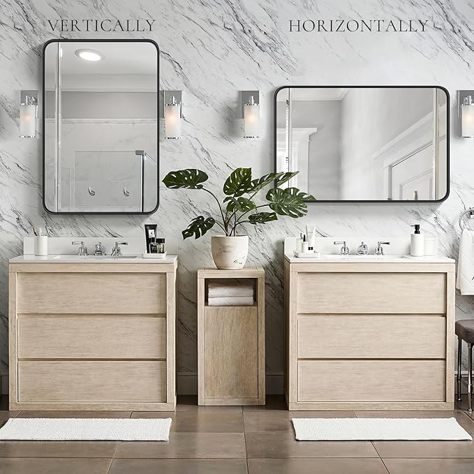NEWBULIG 24"x36" Black Wall Mirror, Bathroom Mirrors for Over Sink, Matte Metal Framed Vanity Mirror with Tempered Glass, Entryway, Living Room, Bedroom