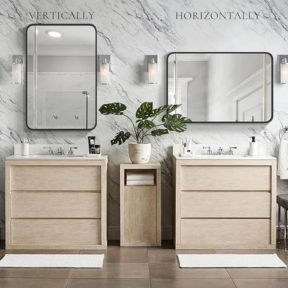 NEWBULIG 24"x36" Black Wall Mirror, Bathroom Mirrors for Over Sink, Matte Metal Framed Vanity Mirror with Tempered Glass, Entryway, Living Room, Bedroom