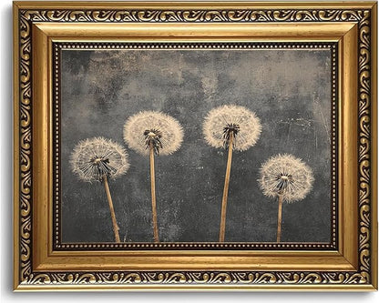 WZGZXU Gold Framed Wall Art Vintage Dandelion Wall Decor Botanical Pictures Canvas Art Farmhouse Paintings Antique Artwork For Living Room Bedroom 8x10in