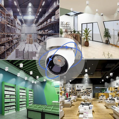 LED Ceiling Spotlight Indoor Dimmable - Tuya Smart Life 360° Adjustable 12W COB Ceiling Downlight Aluminum Hard Wired For Bedrooms Rooms Corridors Painting Background Walls (White, B ( 4.02"*3.62"))