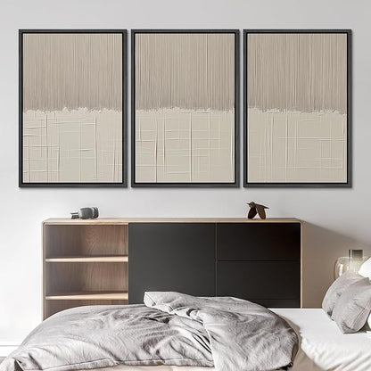SIGNLEADER Framed Canvas Print Wall Art Set Beige Abstract Neutral Illustrations Minimal Decorative Bohemian Nordic for Living Room, Bedroom, Office - 16"x24"x3 BLACK