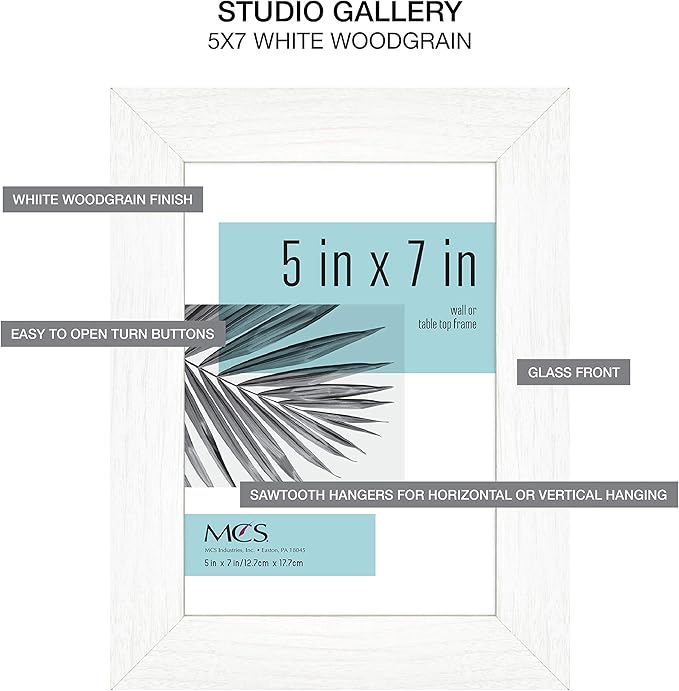 MCS 63895, White Woodgrain Studio Gallery 7 Piece Frame Set, Multipack