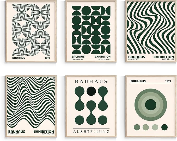 Habseligkeit Green Wall Art Prints, Absteact Room Decor, Posters for Girls Room Aesthtic, Girls Dorm Wall Decor Set of 6, 8x10 in