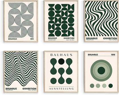 Habseligkeit Green Wall Art Prints, Absteact Room Decor, Posters for Girls Room Aesthtic, Girls Dorm Wall Decor Set of 6, 8x10 in